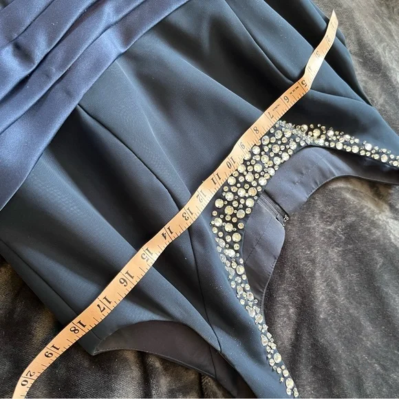 Elegant Navy Blue Evening Gown with Jacket - EUC - Picture 3 of 9